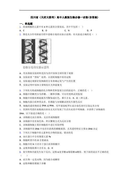 四川省(天府大联考)高中人教版生物必修一试卷(含答案)