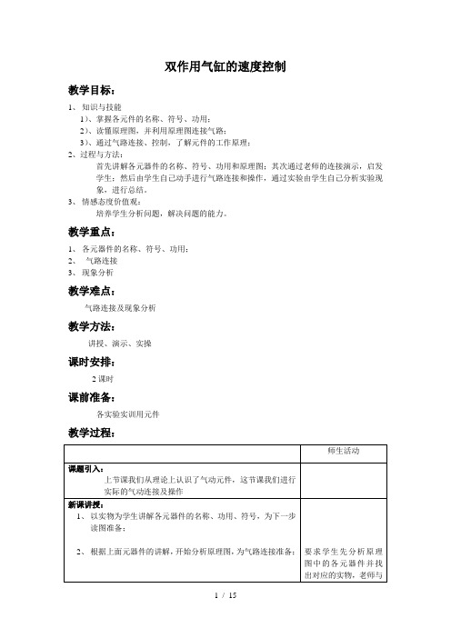 双应用气缸速度控制