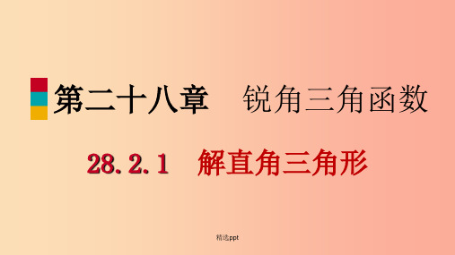 九年级数学下册第二十八章锐角三角函数28.2解直角三角形及其应用28.2.1解直角三角形 新人教版