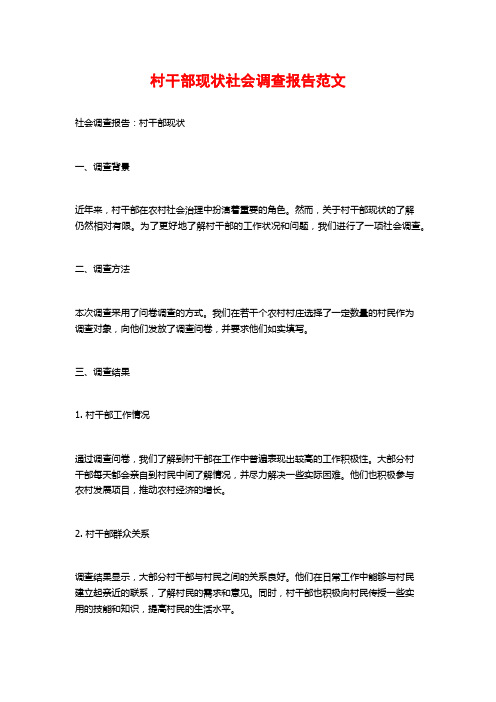 村干部现状社会调查报告范文