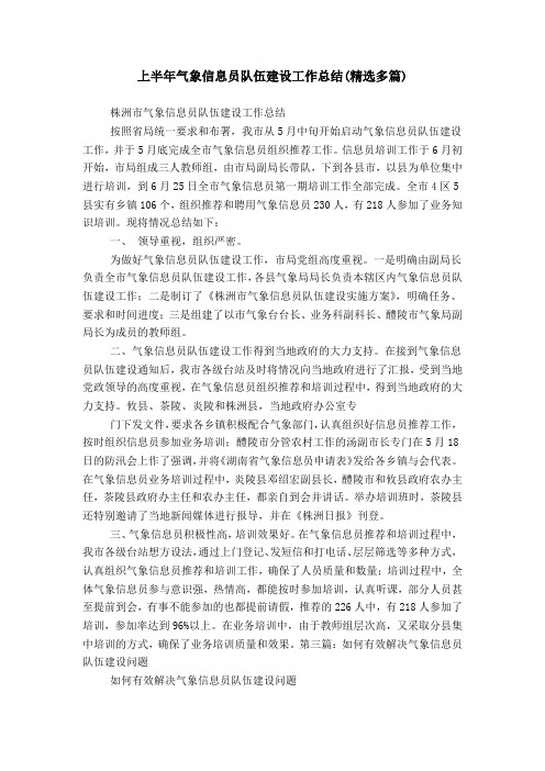 上半年气象信息员队伍建设工作总结(精选多篇)