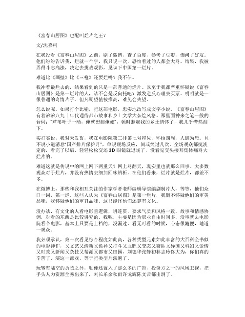 《富春山居图》也配叫烂片之王