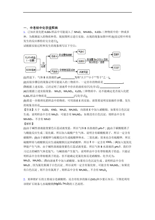 中考化学—流程图的综合压轴题专题复习及详细答案