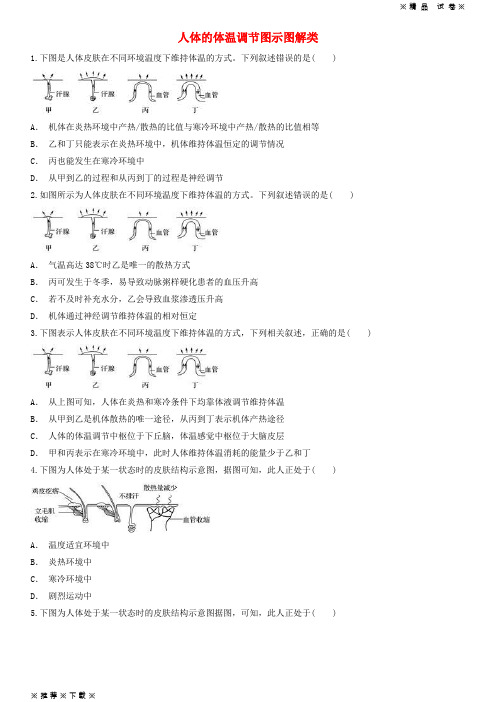 (精品人教版)2020高中生物 人体的体温调节图示图解类同步精选对点训练 新人教版必修3