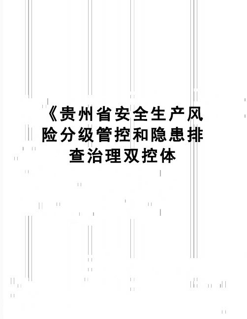 【精品】《贵州省安全生产风险分级管控和隐患排查治理双控体