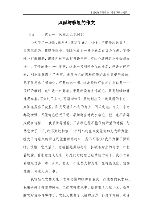 风雨与彩虹的作文