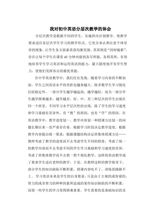 我对初中英语分层次教学的体会