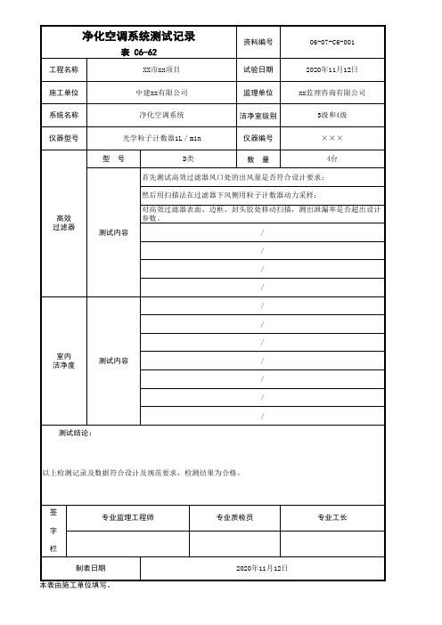 C6-62_净化空调系统测试记录