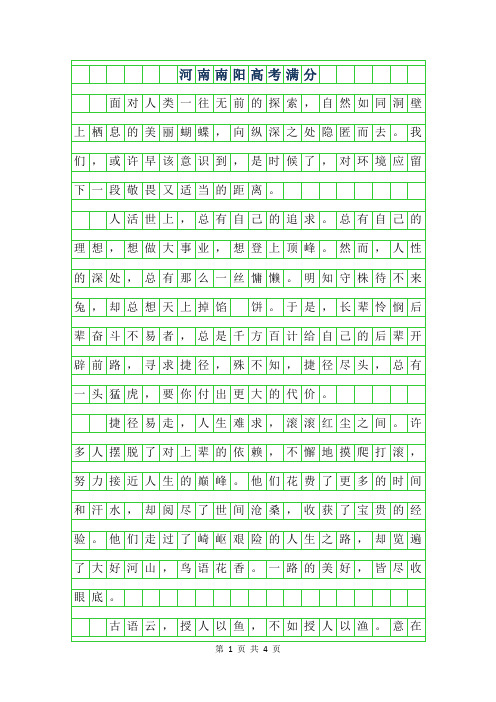 2019年河南南阳高考满分作文