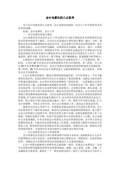 会计电算化的几点思考