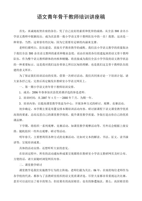 语文青年骨干教师培训讲座稿