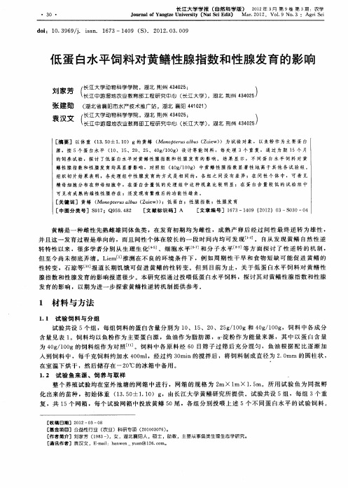 低蛋白水平饲料对黄鳝性腺指数和性腺发育的影响