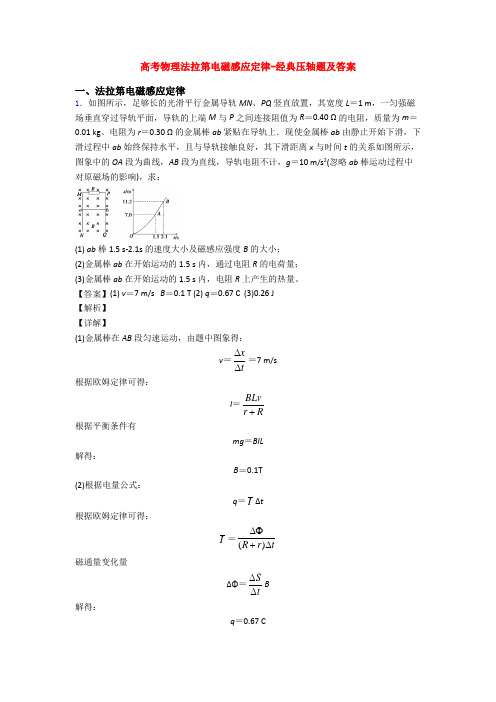 高考物理法拉第电磁感应定律-经典压轴题及答案