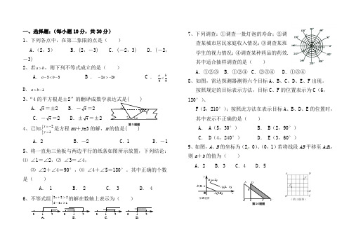 2020-2021年七年级下期末复习数学试卷