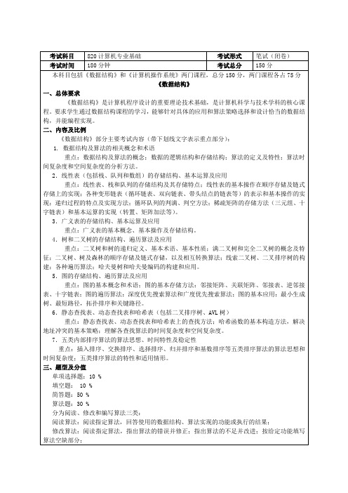电子科技大学820计算机基础考试大纲