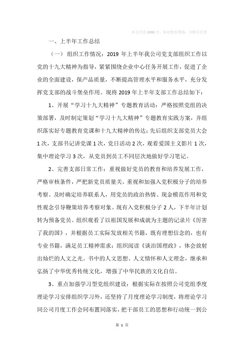 2019年电气有限公司党支部工作总结