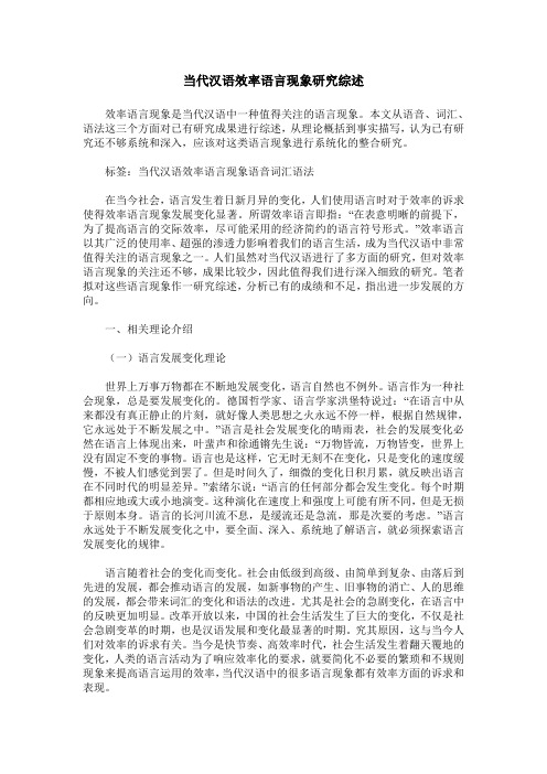 当代汉语效率语言现象研究综述
