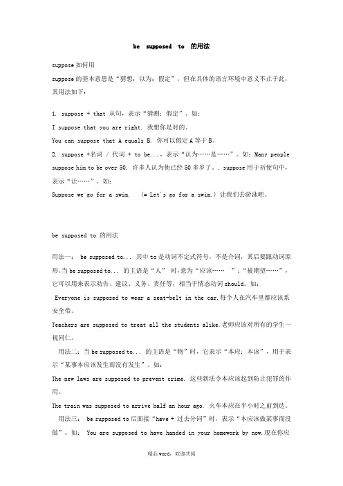 关于英语be supposed to 的用法