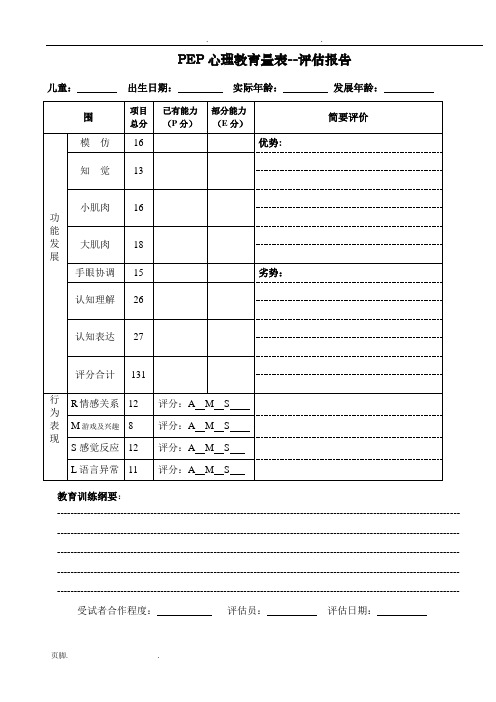 PEP-3孤独症儿童心理教育量表评估报告解析