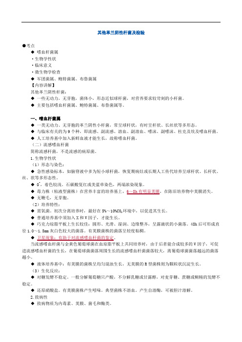临床医学检验考试辅导《微生物检验》其他革兰阴性杆菌及检验讲义