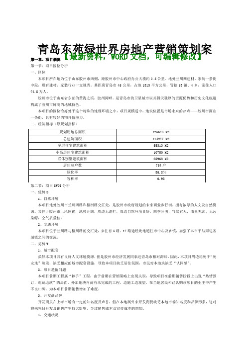 青岛东苑绿世界房地产营销策划案4p()