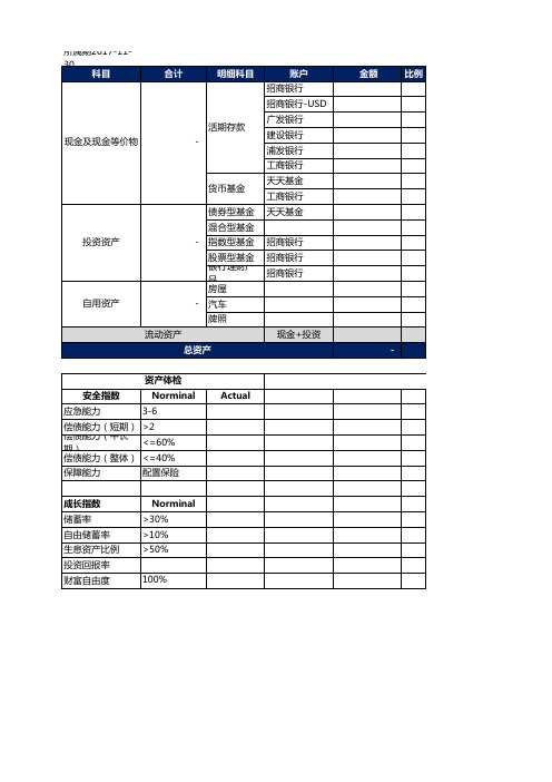 个人理财财务统计表