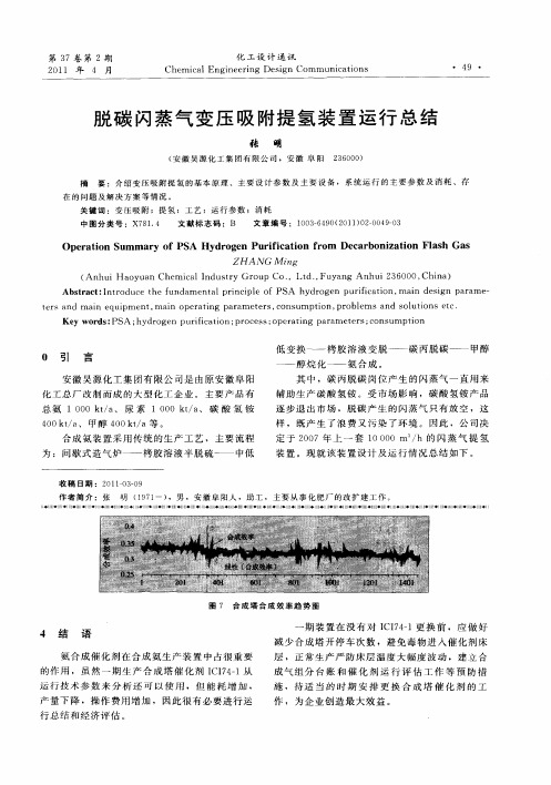 脱碳闪蒸气变压吸附提氢装置运行总结