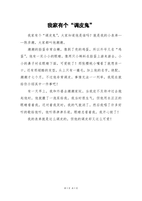 我家有个“调皮鬼”_三年级作文