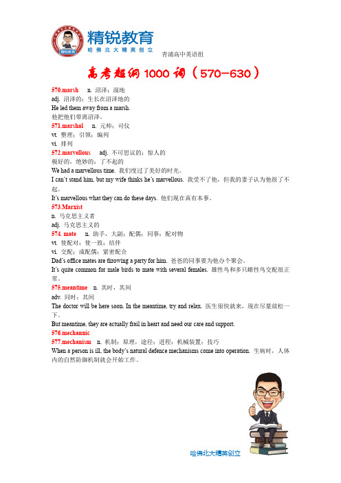 2019上海高考超纲单词高考超纲1000词梳理(附例句)570-630