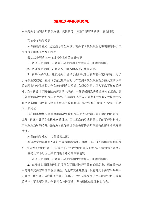 顶碗少年教学反思_教案教学设计