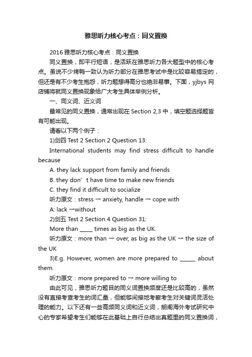 雅思听力核心考点：同义置换