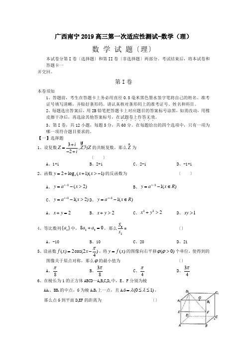 广西南宁2019高三第一次适应性测试-数学(理)