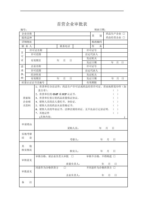 药品质量管理制度档案表格