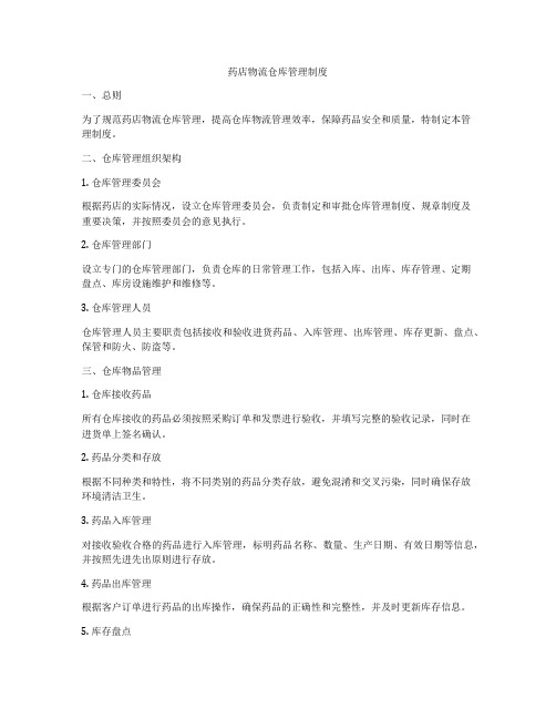 药店物流仓库管理制度