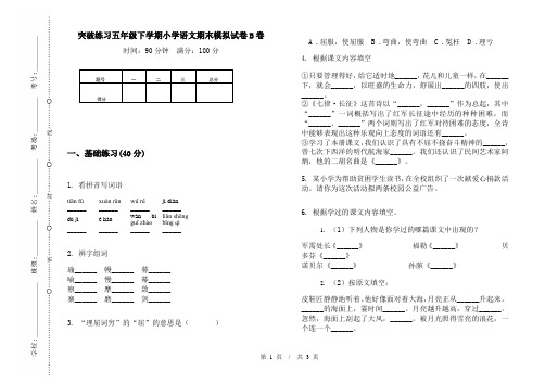 突破练习五年级下学期小学语文期末模拟试卷B卷