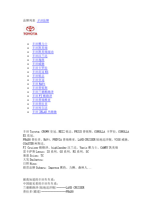 丰田旗下品牌