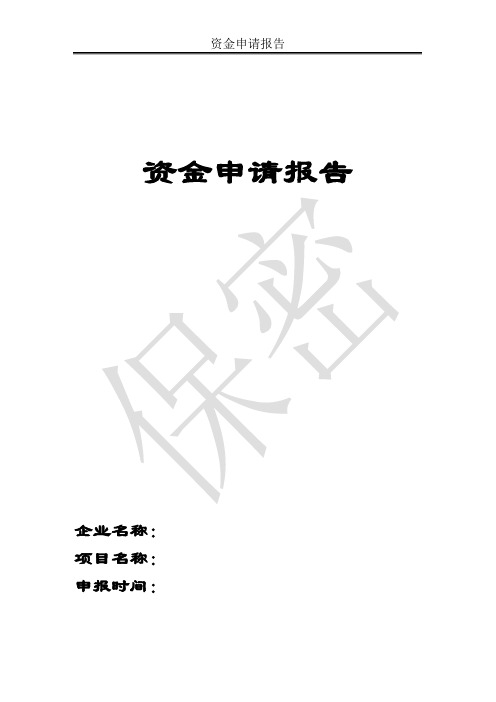 向政府申请专项资金报告