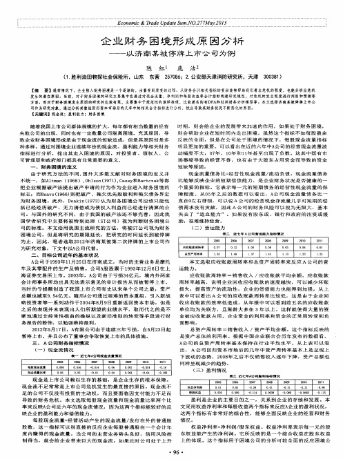 企业财务困境形成原因分析--以济南某被停牌上市公司为例