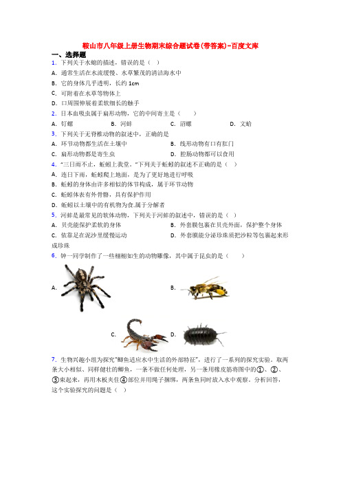 鞍山市八年级上册生物期末综合题试卷(带答案)-百度文库