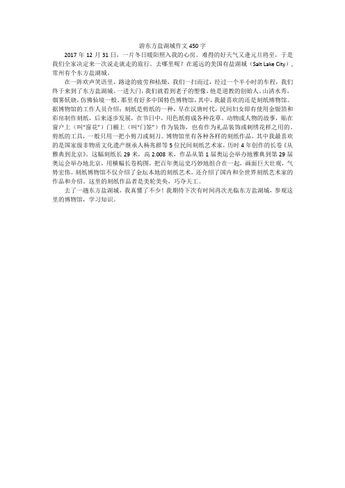 游东方盐湖城作文450字