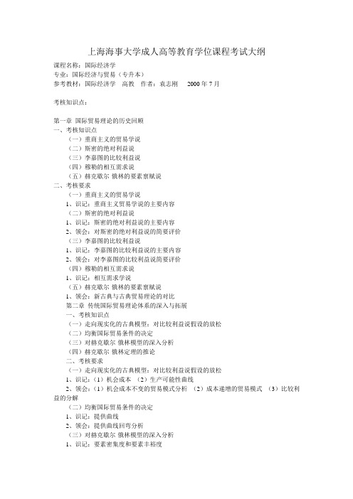 上海海事大学成人高等教育学位课程考试大纲