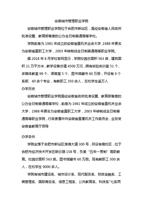 安徽城市管理职业学院