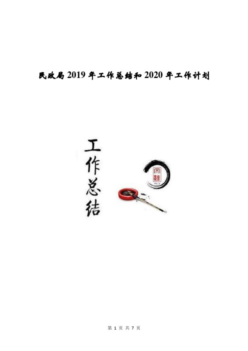 民政局2019年工作总结和2020年工作计划