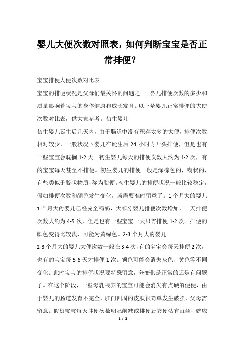 婴儿大便次数对照表,如何判断宝宝是否正常排便？