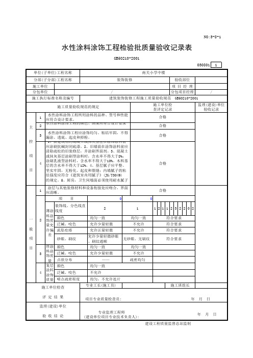 涂料检验批