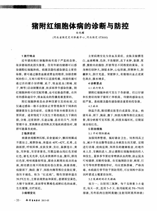 猪附红细胞体病的诊断与防控