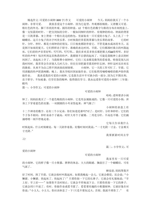 可爱的小闹钟(600字)作文