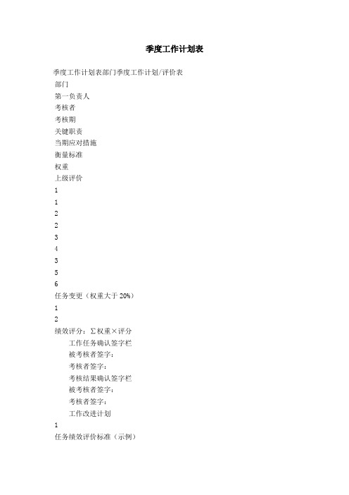 季度工作计划表【精选】