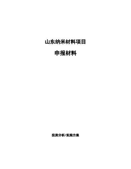 山东纳米材料项目申报材料