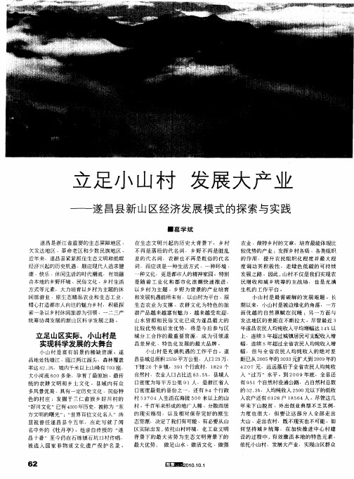 立足小山村 发展大产业——遂昌县新山区经济发展模式的探索与实践